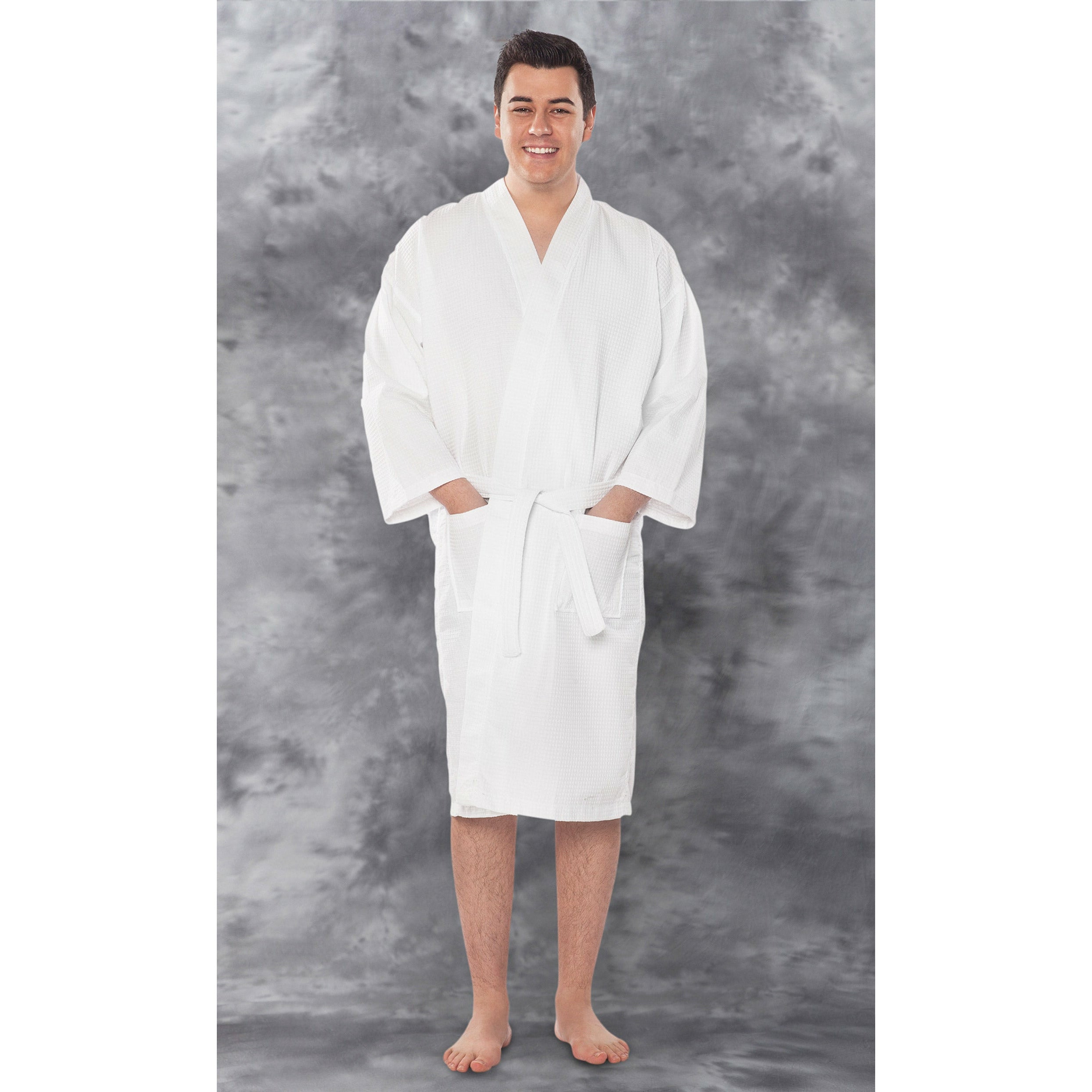 Cotton Velour Kimono White Bathrobe